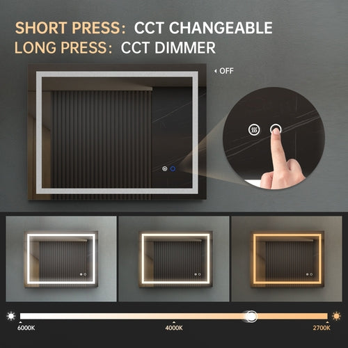 LED Bathroom Mirror With Touch Button Control